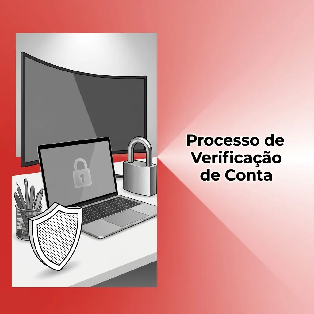 Processo de verificação de conta com etapas de identidade, comprovante de residência e método de pagamento